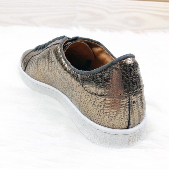 Frye Alexis Sneaker Bronze Lizard Leather New - Picture 5 of 8